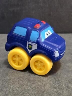 Soft Plastic Police Car Truck Toy With Eyes 2"